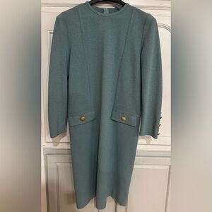 Elegant vintage Castleberry Teal Dress with Gold Buttons Made in the USA